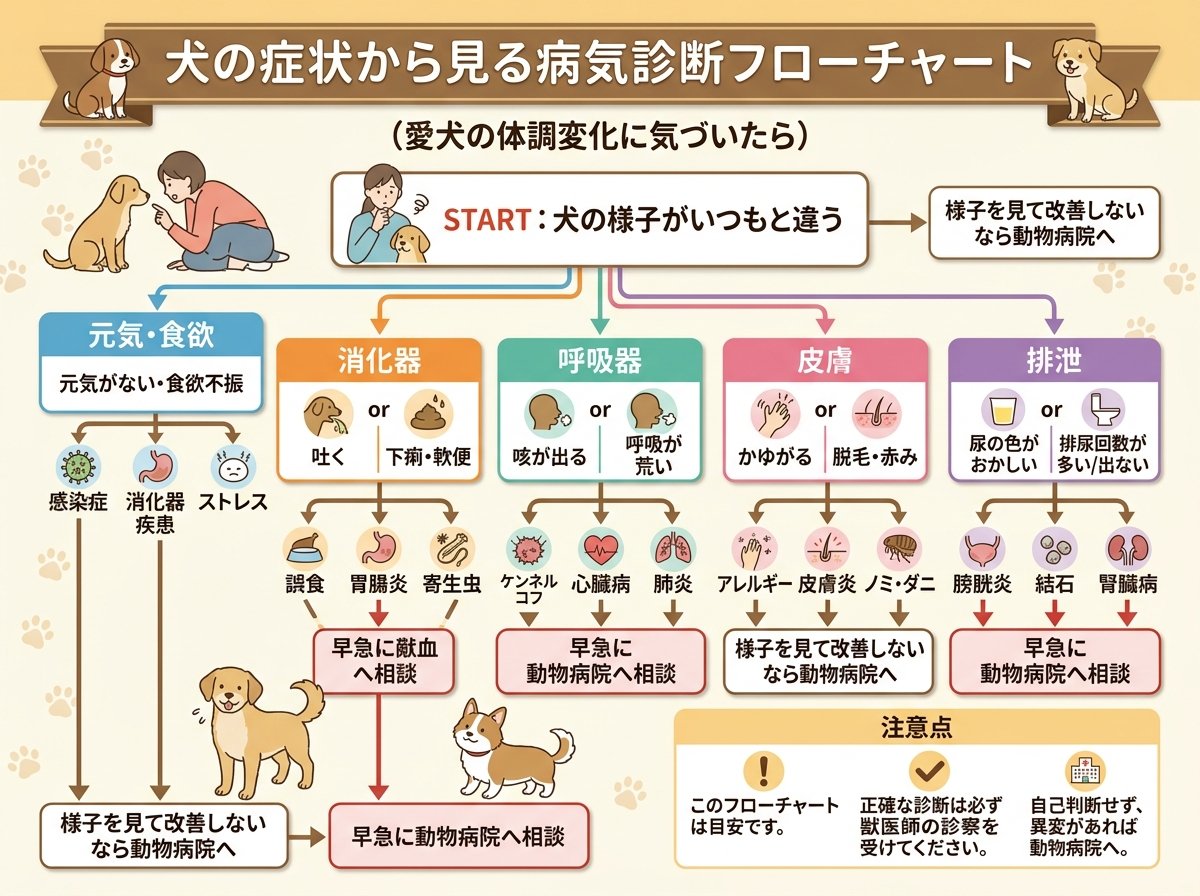 犬の症状から見る病気診断フローチャート