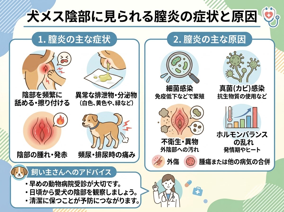 犬メス陰部に見られる膣炎の症状と原因