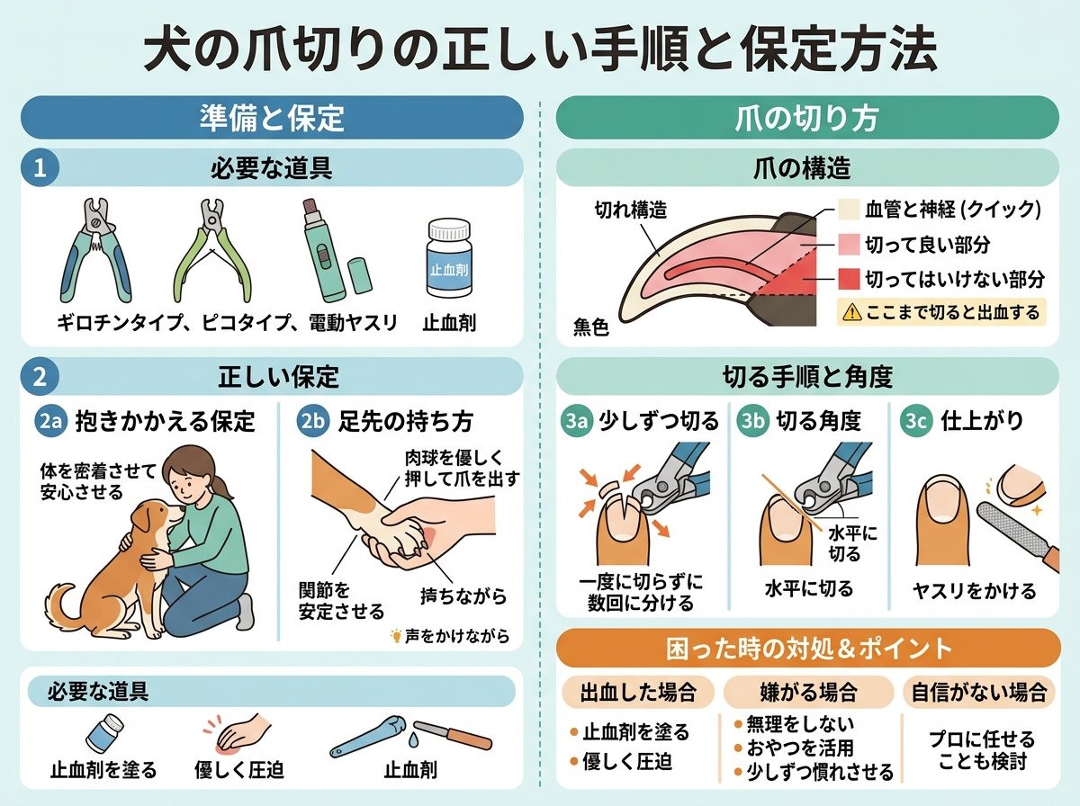犬爪の正しい保定と切る手順