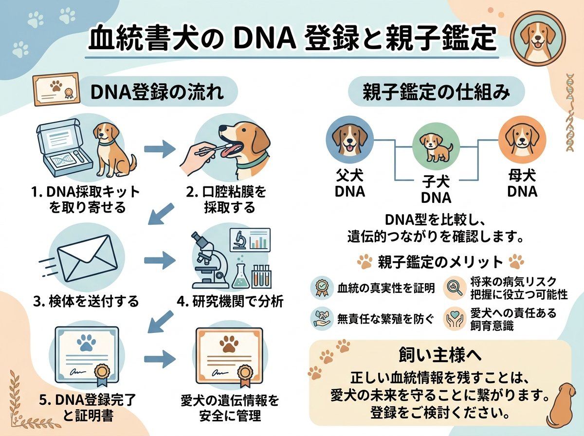 血統書犬の DNA 登録と親子鑑定