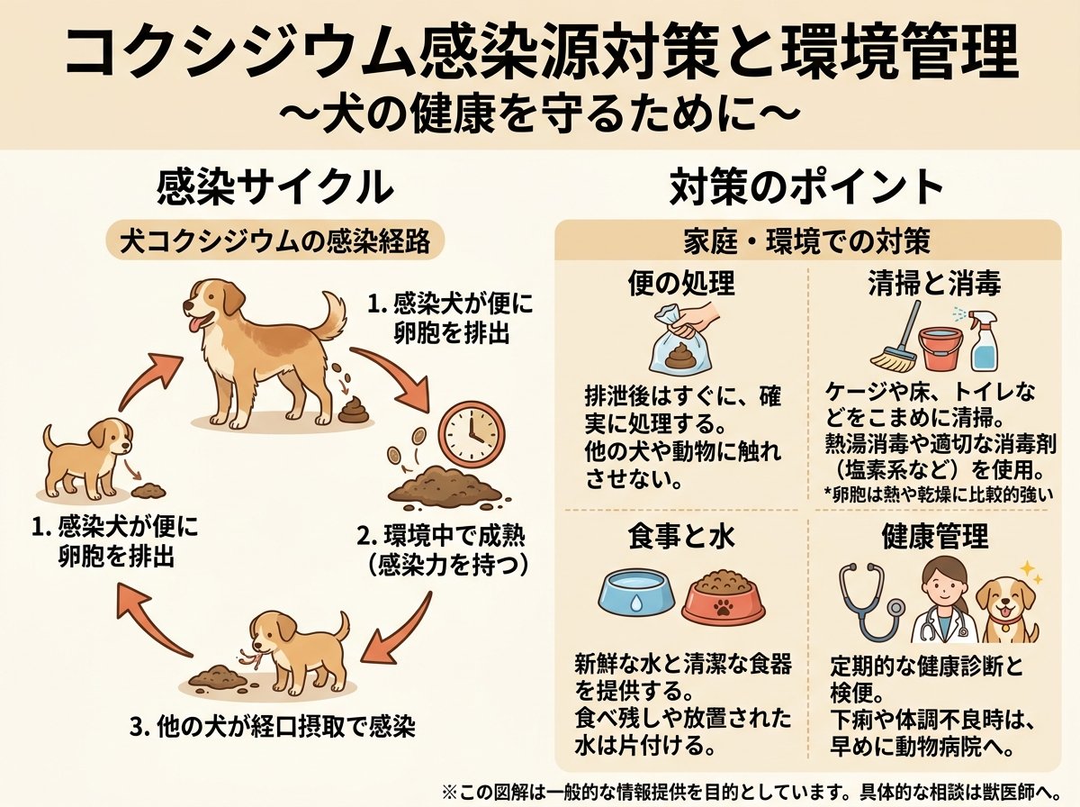 コクシジウム感染源対策と環境管理
