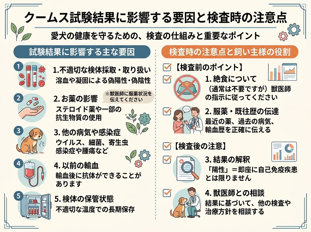 クームス試験結果に影響する要因と検査時の注意点